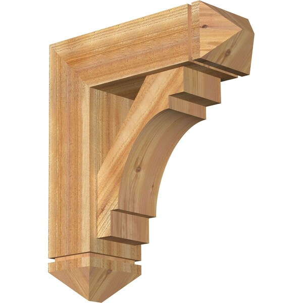 Ekena Millwork Merced Arts and Crafts Rough Sawn Bracket w/ Offset Brace, Western Red Cedar, 8"W x 24"D x 28"H BKT0806X24X28MRC03RWR - main